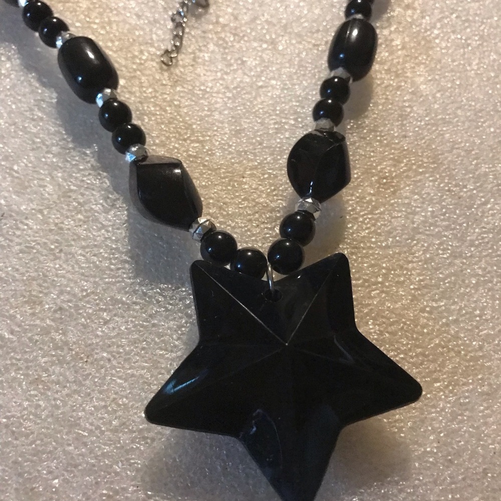 Black Star Pendant Beaded Necklace - Women Jewelry